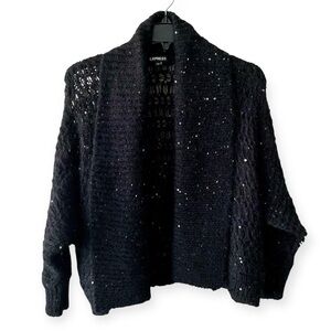 Express Women's Black Open-Knit Cardigan